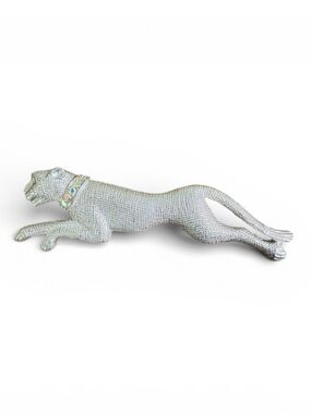 Silver Panther Brooch with AB Crystal Accents Wild Cat Costume Iconic 80’s